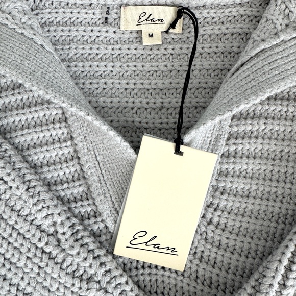 Elan Light Gray Chunky Knit V-Neck Collar Sweater Size M- Oversized & Cozy NWT - Picture 4 of 8